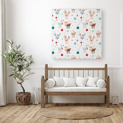 Happy Reindeer With Christmas Lights Canvas
