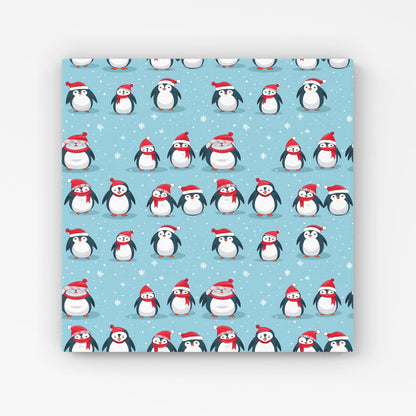 Adorable Santa Penguins Canvas