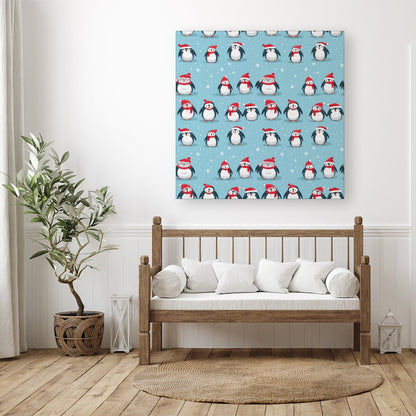 Adorable Santa Penguins Canvas