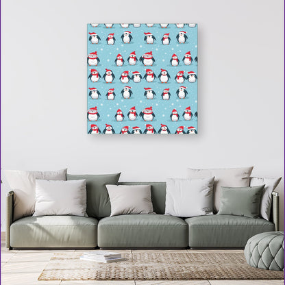 Adorable Santa Penguins Canvas