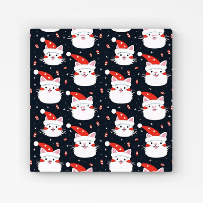 Cute Cats Wearing Santa Claus Hats Canvas