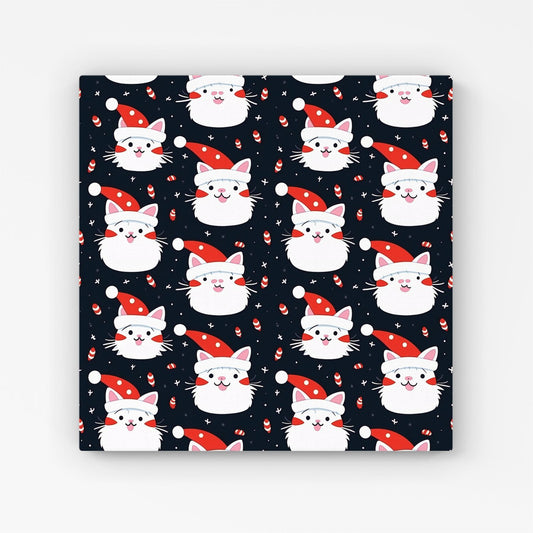 Cute Cats Wearing Santa Claus Hats Canvas