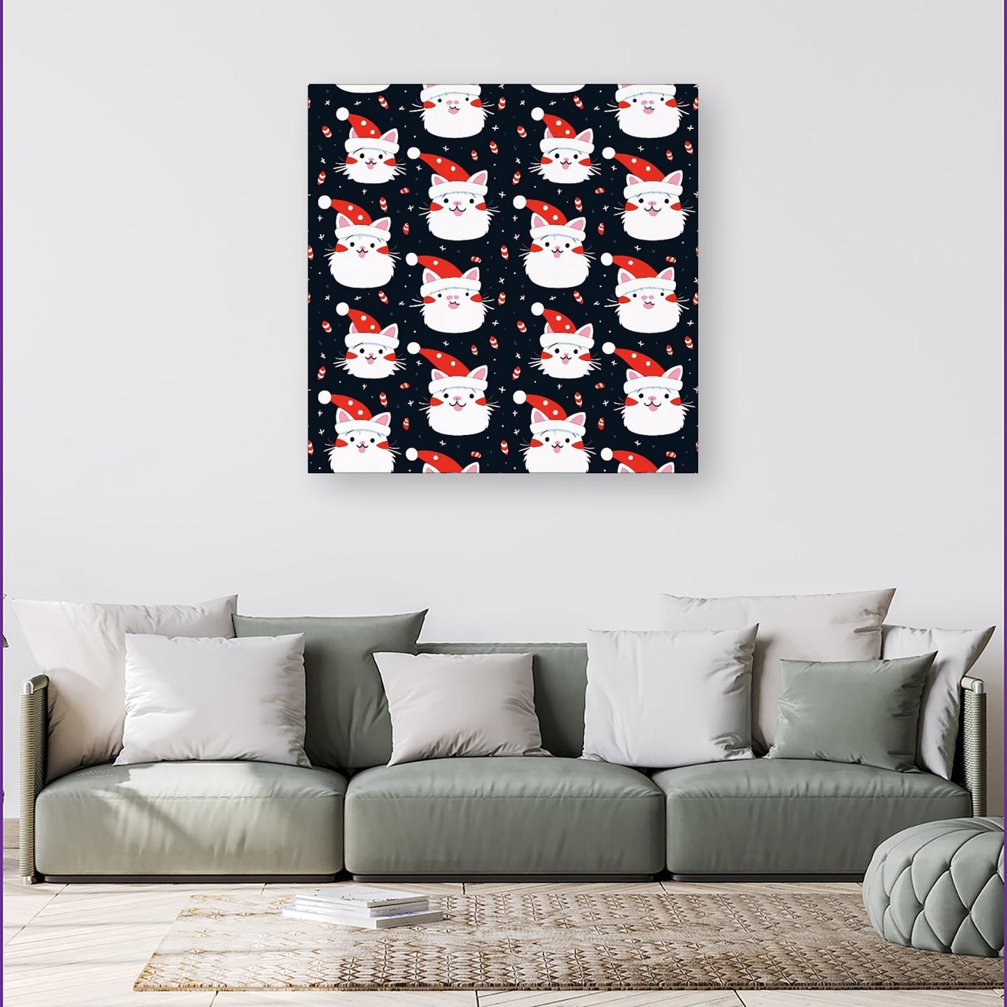 Cute Cats Wearing Santa Claus Hats Canvas