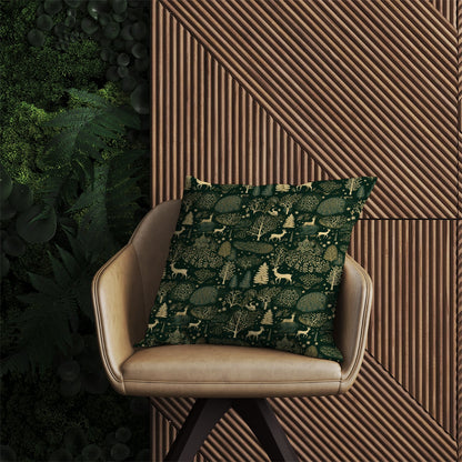 Green Christmas Woodlands Outdoor Cushion