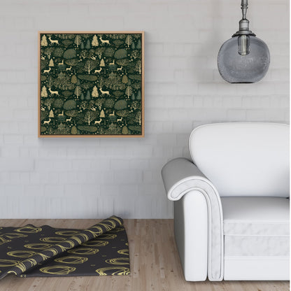 Green Christmas Woodlands Framed Canvas