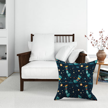 Christmas Stocking In A Starry Night Sky Floor Cushion