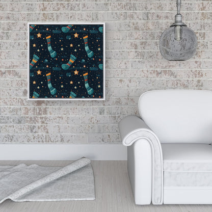 Christmas Stocking In A Starry Night Sky Framed Canvas