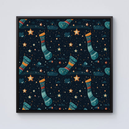 Christmas Stocking In A Starry Night Sky Framed Canvas