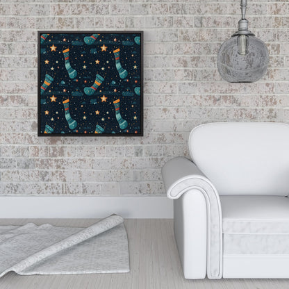 Christmas Stocking In A Starry Night Sky Framed Canvas