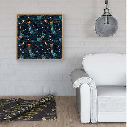 Christmas Stocking In A Starry Night Sky Framed Canvas