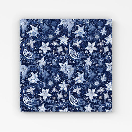 Paisley Christmas Stars Blue Canvas