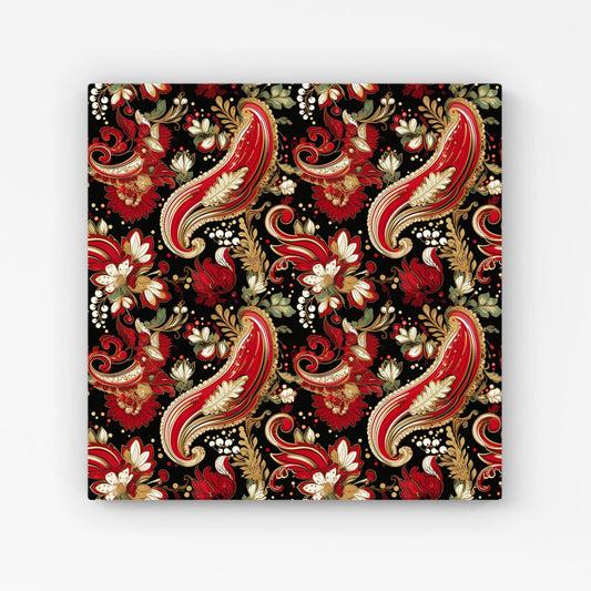 Paisley Christmas Stars Red Canvas