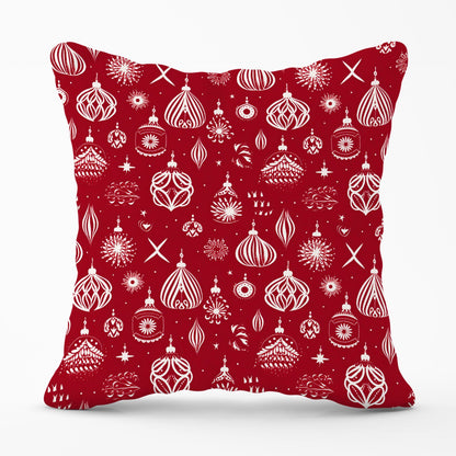 Red Christmas Decorations Pattern Outdoor Cushion