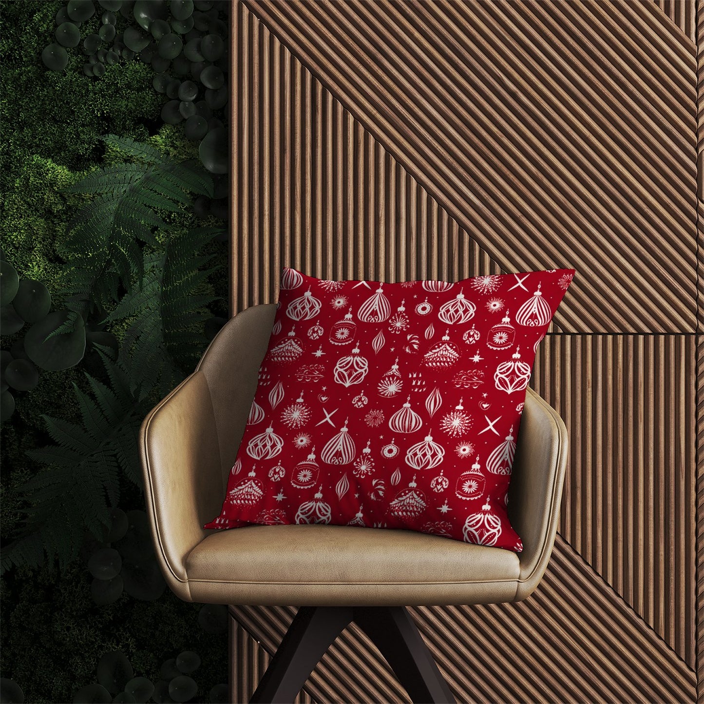 Red Christmas Decorations Pattern Outdoor Cushion