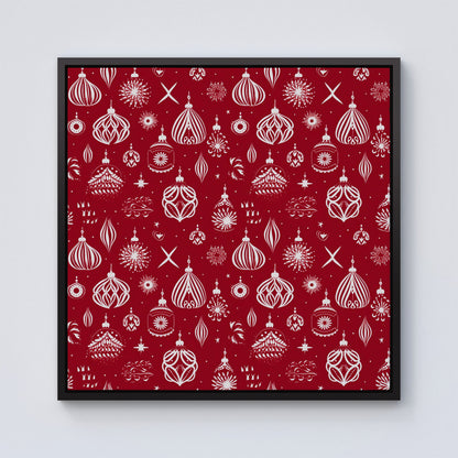 Red Christmas Decorations Pattern Framed Canvas