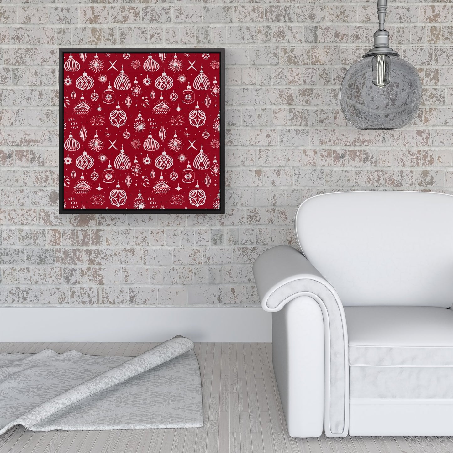 Red Christmas Decorations Pattern Framed Canvas