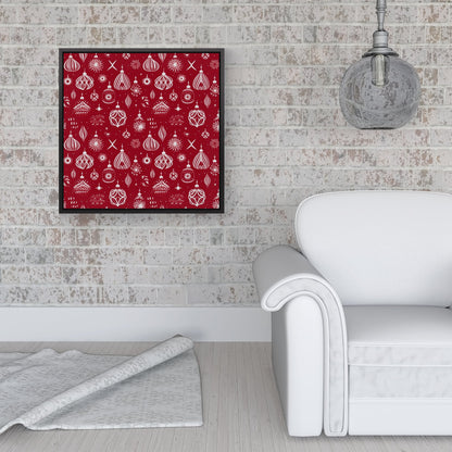 Red Christmas Decorations Pattern Framed Canvas