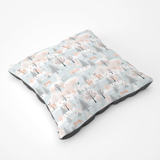 Whimsical Christmas Winter Wonderland Floor Cushion