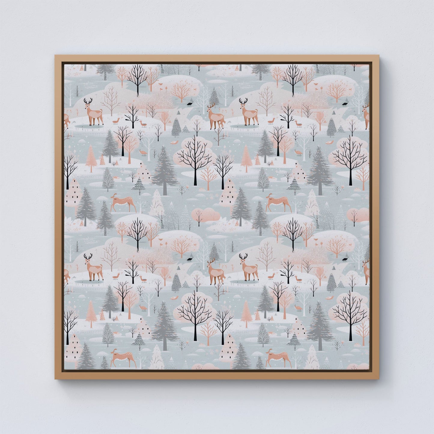Whimsical Christmas Winter Wonderland Framed Canvas