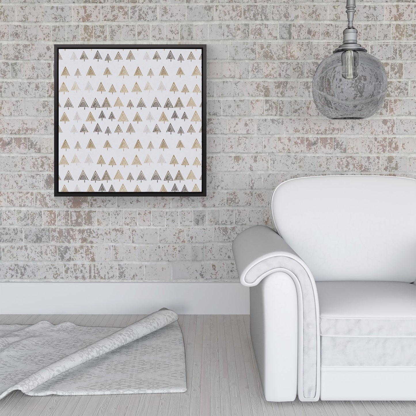 Geometric Christmas Tree Pattern Framed Canvas
