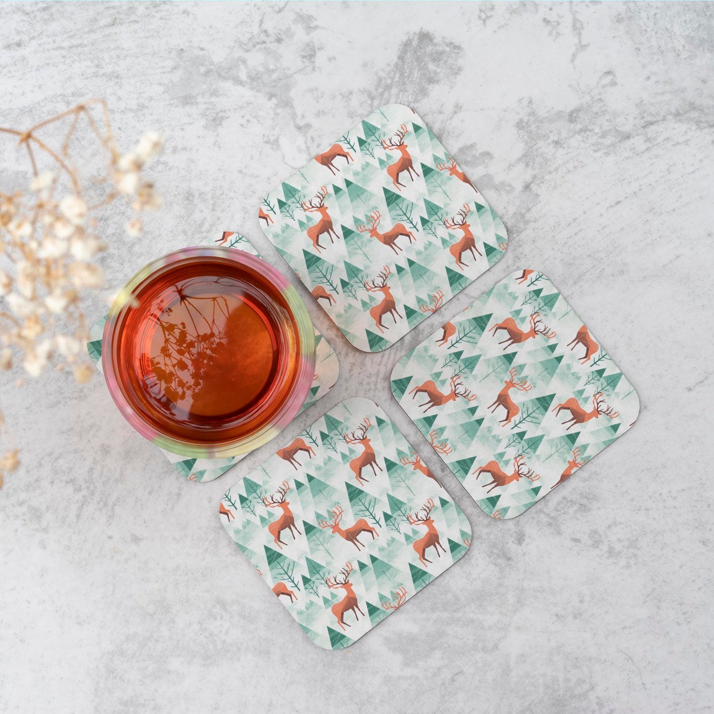 Reindeer On A Snowy Landscape Coasters