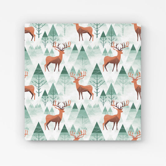 Reindeer On A Snowy Landscape Canvas