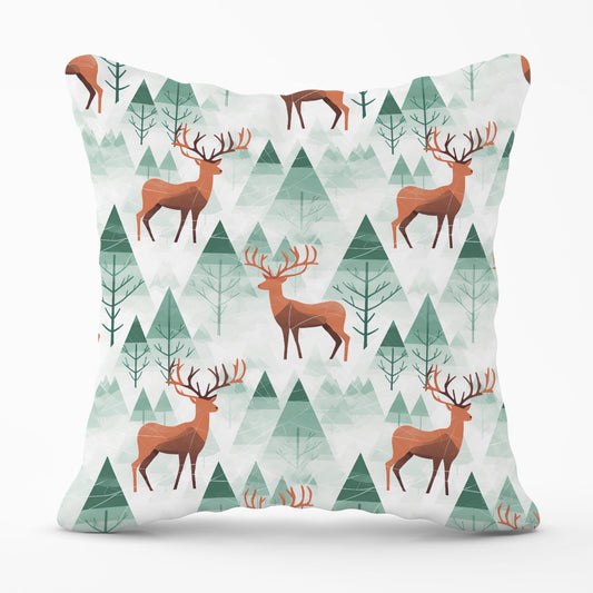 Reindeer On A Snowy Landscape Outdoor Cushion