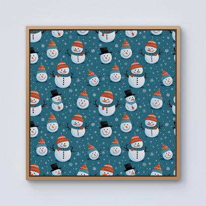 Jolly Christmas Snowmen Framed Canvas