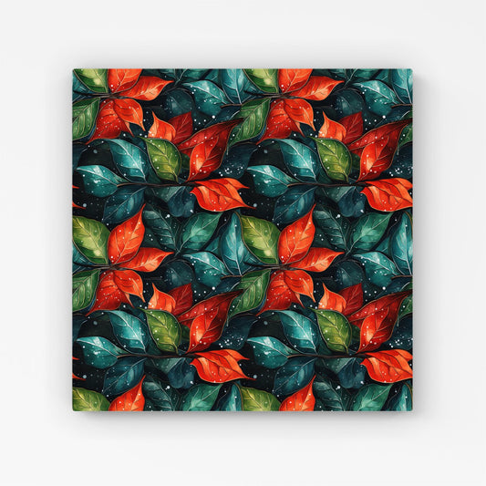 Christmas Watercolour Holly Leaf Canvas