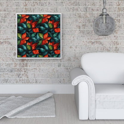 Christmas Watercolour Holly Leaf Framed Canvas