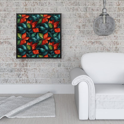 Christmas Watercolour Holly Leaf Framed Canvas