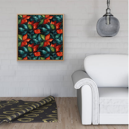 Christmas Watercolour Holly Leaf Framed Canvas