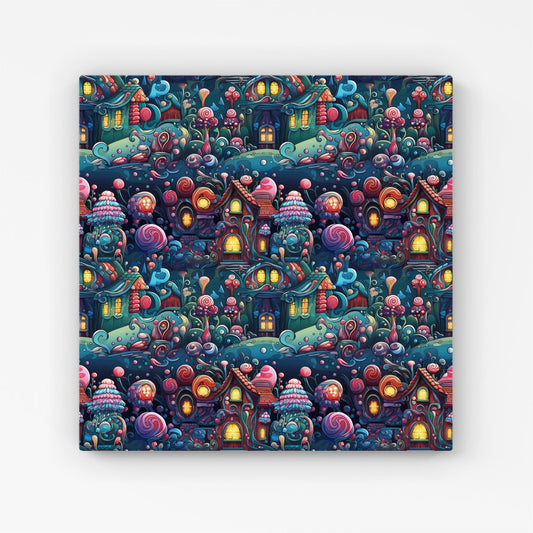 Whimsical Gingerbread House Pattern Canvas