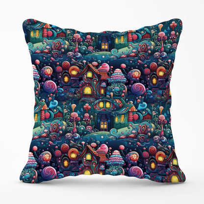 Whimsical Gingerbread House Pattern Outdoor Cushion