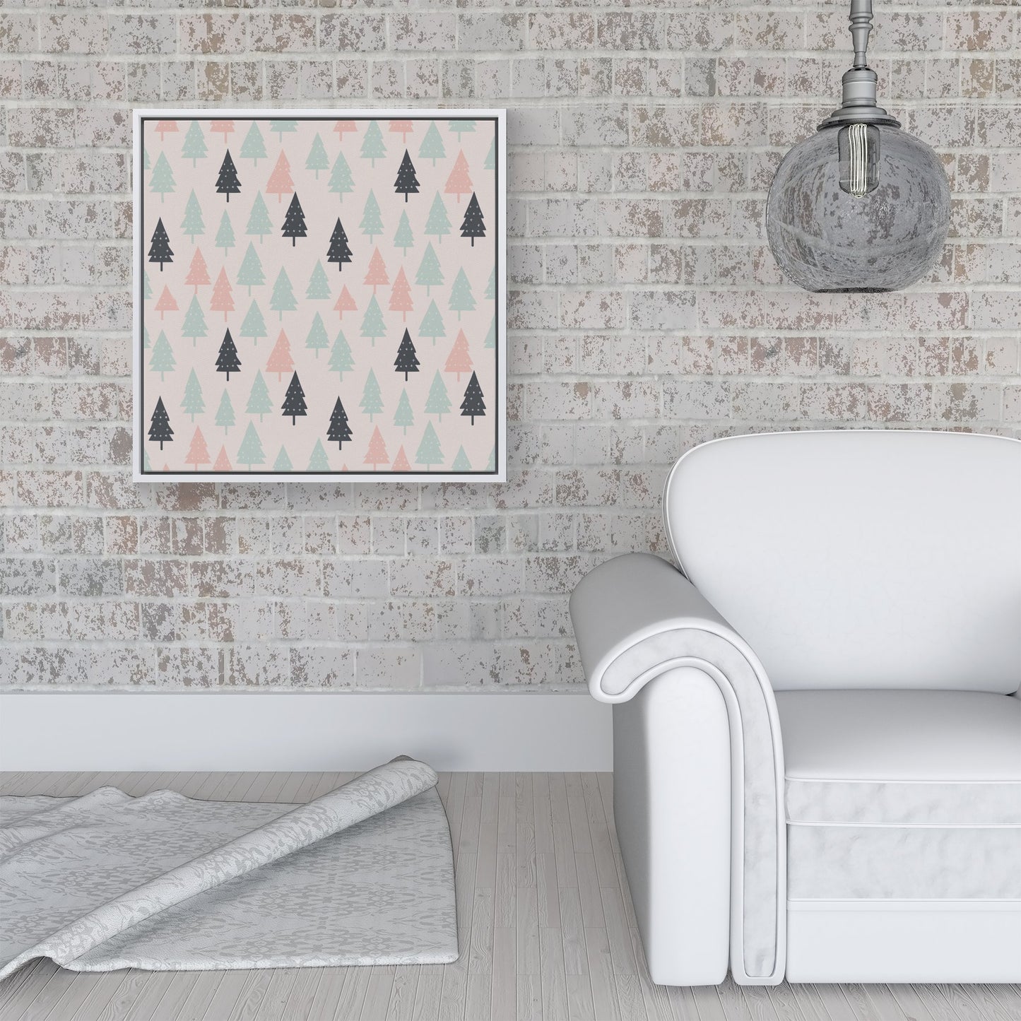 Christmas Tree Silhouette Pattern Framed Canvas