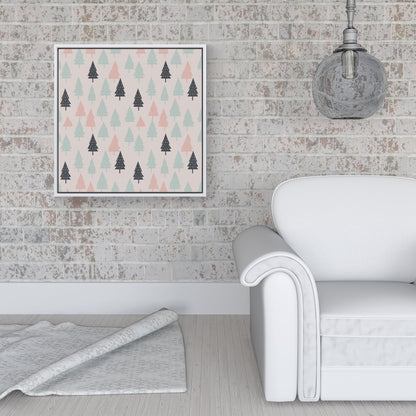 Christmas Tree Silhouette Pattern Framed Canvas
