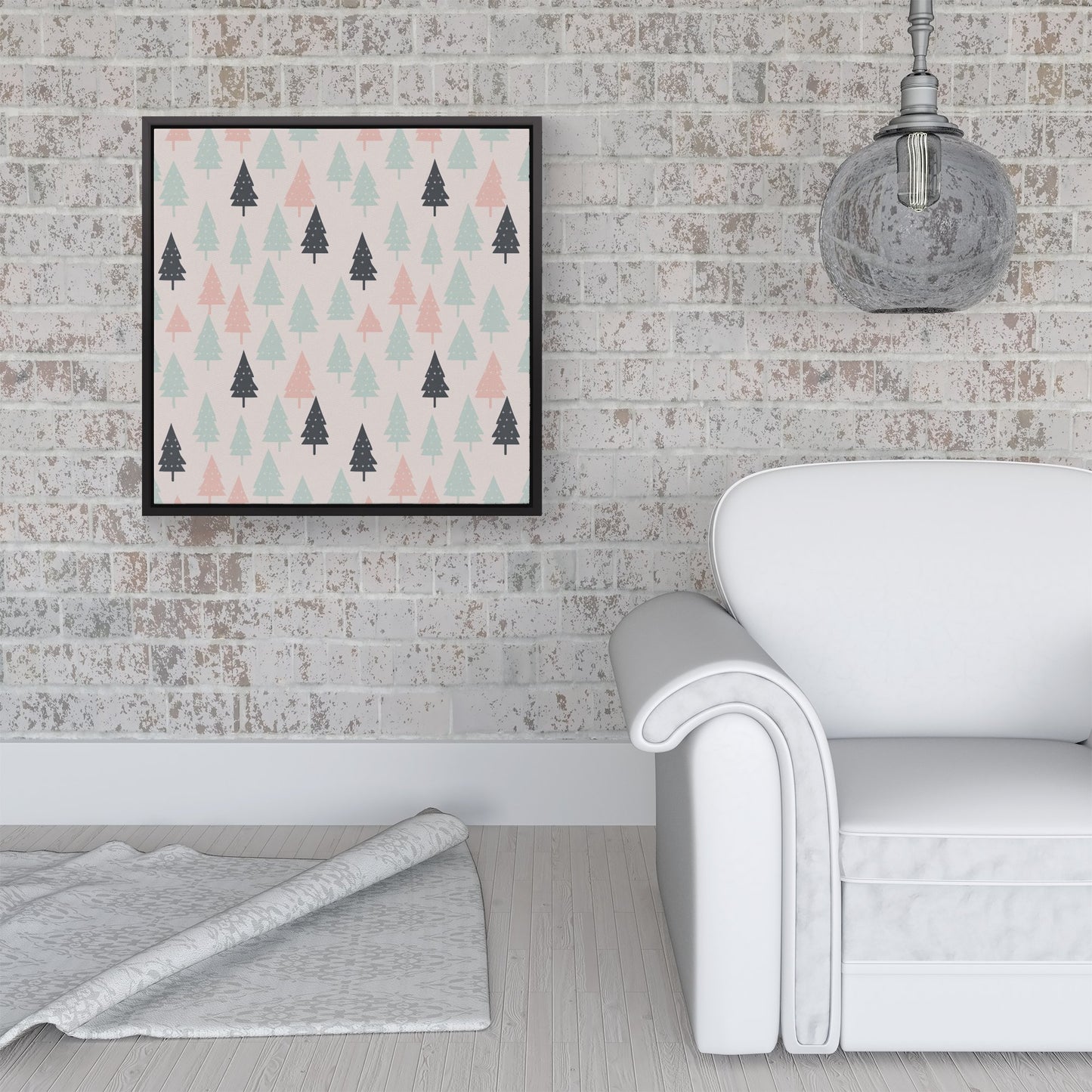 Christmas Tree Silhouette Pattern Framed Canvas