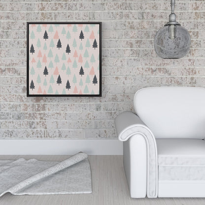 Christmas Tree Silhouette Pattern Framed Canvas