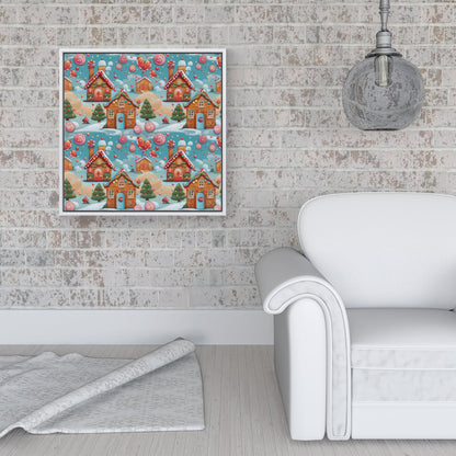 Christmas Gingerbread House Framed Canvas