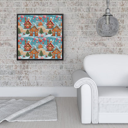 Christmas Gingerbread House Framed Canvas