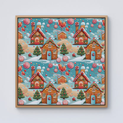 Christmas Gingerbread House Framed Canvas