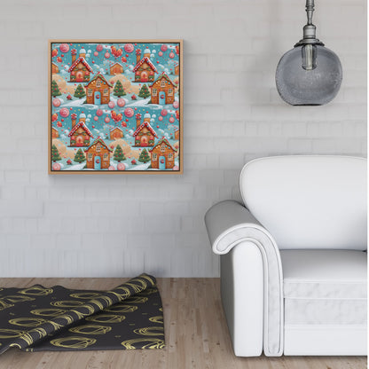 Christmas Gingerbread House Framed Canvas