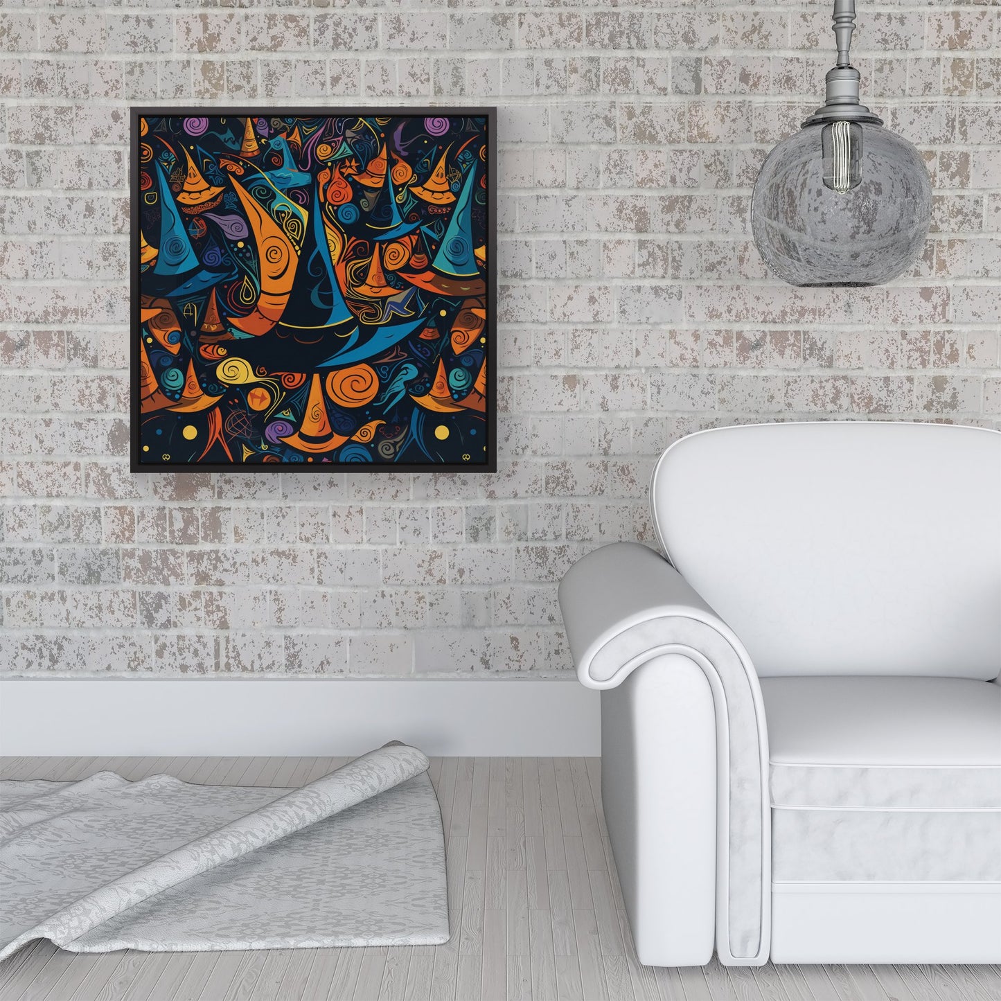 Imaginative Abstract Witches Hats Framed Canvas