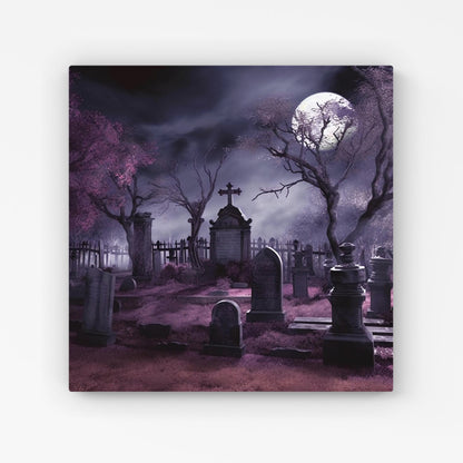 Witchs Moonlit Cemetery Design Canvas