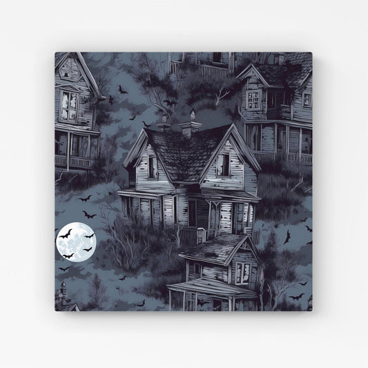 Spooky Shadowy Haunted House Canvas