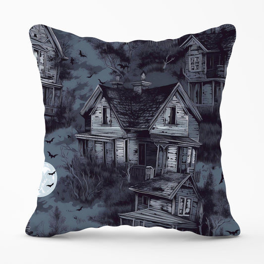 Spooky Shadowy Haunted House Outdoor Cushion