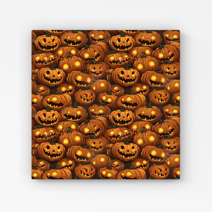 Grinning Lanterns Pumpkins With Glowing Eyes Canvas