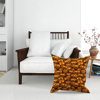 Grinning Lanterns Pumpkins With Glowing Eyes Floor Cushion