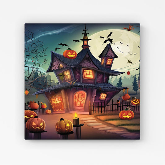 Spooky Halloween House Canvas
