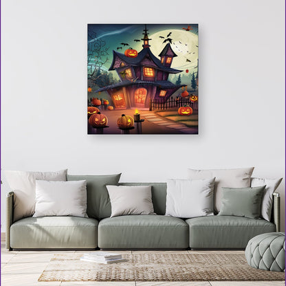 Spooky Halloween House Canvas